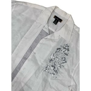 Stacy Adams Cream Embroidered Short Sleeve Button-up, XXL,‎ #606-V